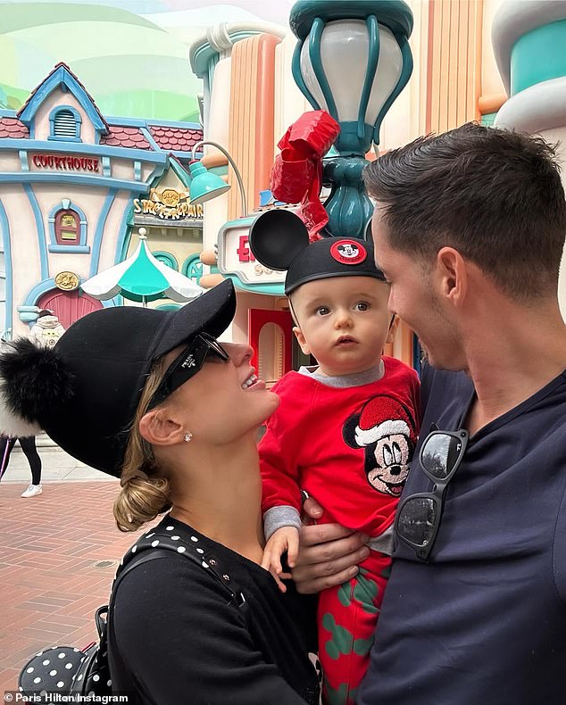 Paris Hilton and her husband Carter Reum took their son Phoenix Barron Hilton Reum to Disneyland in Anaheim, CA on Saturday for 'his very first adventure'