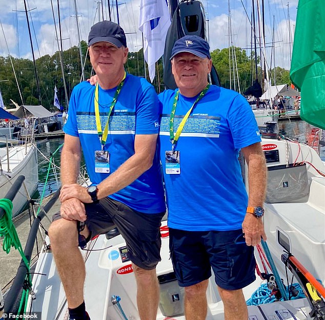 Two-handed Rum Rebellion skipper Shane Connelly (left) was washed overboard in a freak weather event on Boxing Day