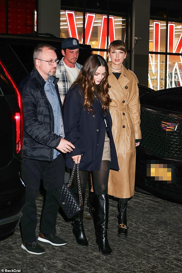 Taylor Swift spent time with her close friends Miles Teller and his wife Keleigh Sperry on Tuesday night, even as she was about to be feted at a ceremony for Time Magazine's Person of the Year gala