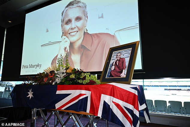 The late Labor MP Peta Murphy has said goodbye in a moving ceremony at the Melbourne Cricket Ground