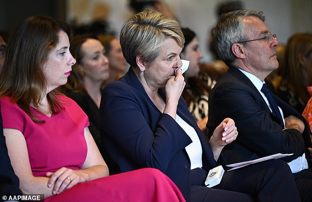 Senior Labor politicians, including Environment Minister Tanya Plibersek and Treasurer Jim Chalmers, fought back tears during the service