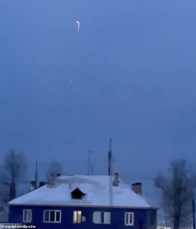 The bright glow of the fire could be seen high above Ulan-Ude, Buryatia, in the early morning