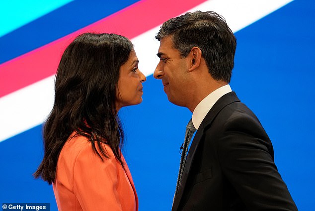 Wealth: Rishi Sunak and his wife Akshata Murthy (pictured together at this year's Conservative Party Conference) are worth an estimated £529 million