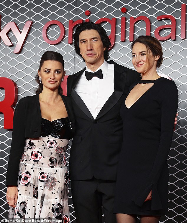 It anticipates the release of a new film that charts the most turbulent chapter in the colorful life of legendary Italian carmaker Enzo Ferrari.  Pictured are enelope cruz, adam driver and shailene woodley attending the british premiere of "Ferrari"