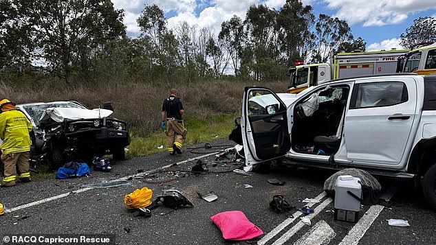 Six people have been injured, three of whom are in serious condition, after a head-on collision between two cars on Queensland's Bruce Highway