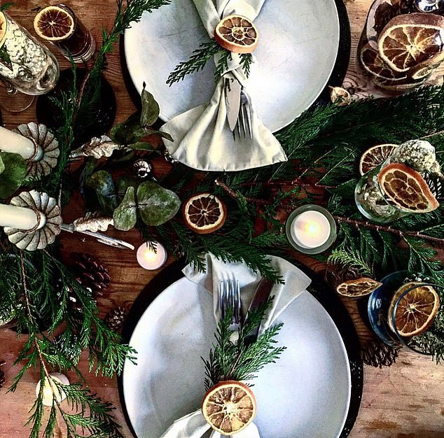 Claire created a beautiful tablescape with napkin rings made from old toilet rolls