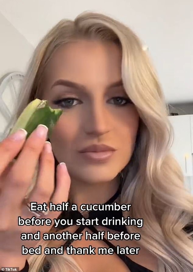 The latest TikTok trend has people chewing on a whole cucumber to avoid the throbbing headache that comes after a night of drinking