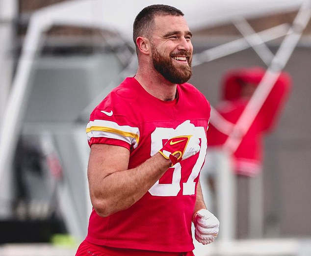 Travis Kelce was all smiles at Chiefs practice on Saturday as he prepared to face the Raiders