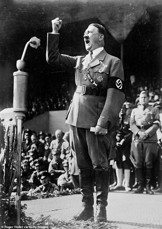 Mr Erdogan yesterday also compared Israel's attacks on Gaza to the Nazis' treatment of the Jewish people.  In the photo: Hitler giving a speech in 1930