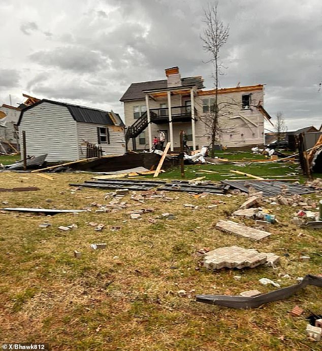 A home in Clarksville is being ravaged by the brutal, powerful tornadoes hitting the area