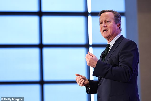 David Cameron speaks in Washington on December 7, 2023