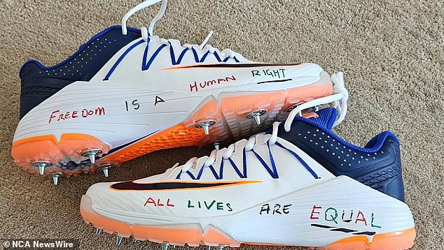 Usman Khawaja planned to wear boots emblazoned with the words 