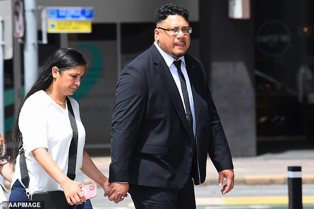 Omaha Vaivel (right) arrives at the Brisbane District Court, in Brisbane, Thursday, December 14, 2023