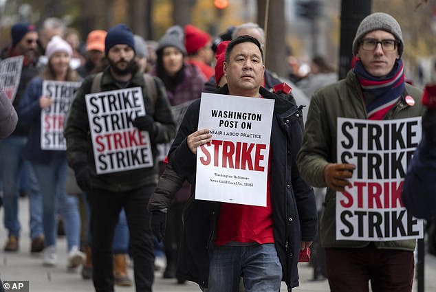 The strikes come amid reports that the Washington Post will lose $100 million this year, and that the newspaper has announced plans to cut staff by 10 percent.