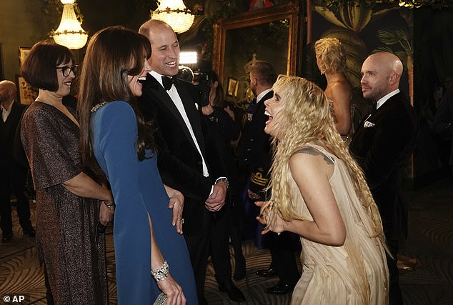 The Princess of Wales appears to be in a laughing fit with singer Paloma Faith during last week's Royal Variety Performance at the Albert Hall