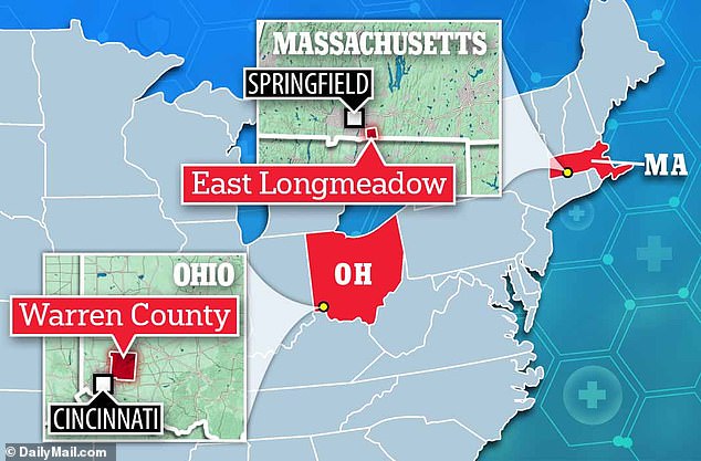 The above highlights the two locations where an increase in childhood pneumonia cases has been reported in the US to date.  They are Warren County, Ohio and East Longmeadow, in Massachusetts