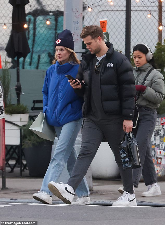 White Lotus stars Meghann Fahy and Leo Woodall put on a fun performance as they stepped out together in New York City on Saturday