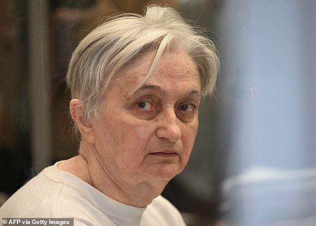 Monique Olivier, ex-wife of serial killer Michel Fourniret, sits in court during her trial at the assize court in Nanterre, a suburb of Paris, on November 28, 2023