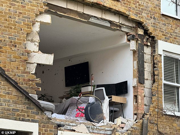 This was the dramatic scene from a property in Hackney, east London, after a suspected boiler explosion