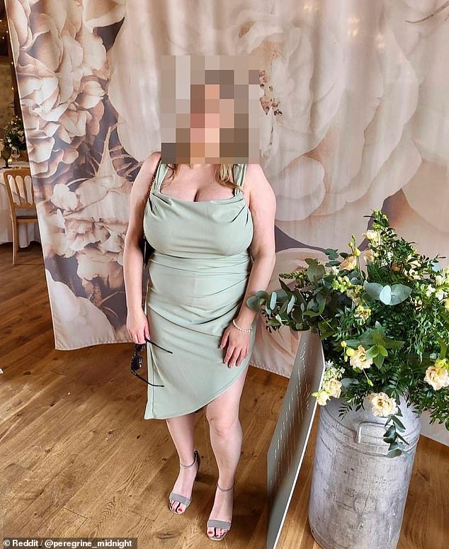 She shared a photo of herself wearing an asymmetrical mint green dress, with the fabric reaching just past her knees on one side, paired with open heels.