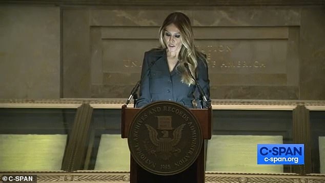 Melania Trump spoke to new citizens at the National Archives on Friday: 