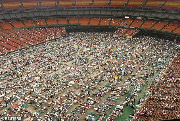 New Orleans' Superdome is pictured in the aftermath of Hurricane Katrina in 2005. The number of Gen-Z preppers has grown, with many saying they fear a botched government response to a similar future disaster.