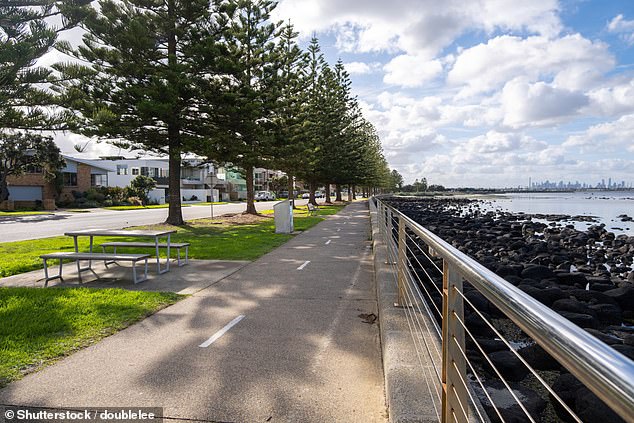She was at Altona Beach (pictured), 13km south-west of Melbourne's CBD, when the illegal fireworks were set off just after midnight on Monday