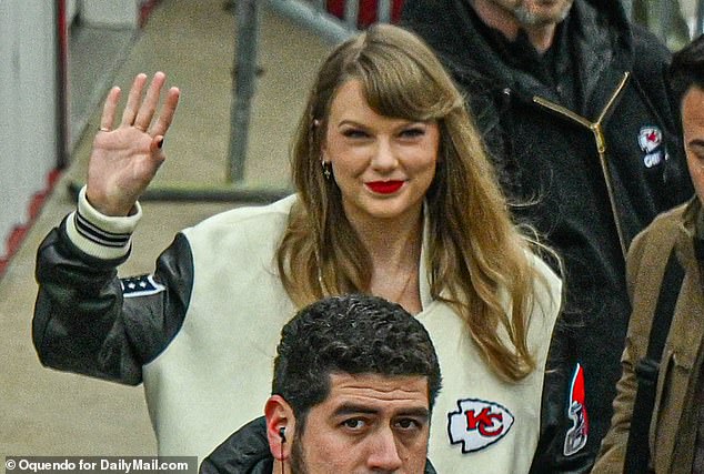 Swift arrived at Arrowhead wearing Travis' Varsity Chiefs jacket before Sunday's game