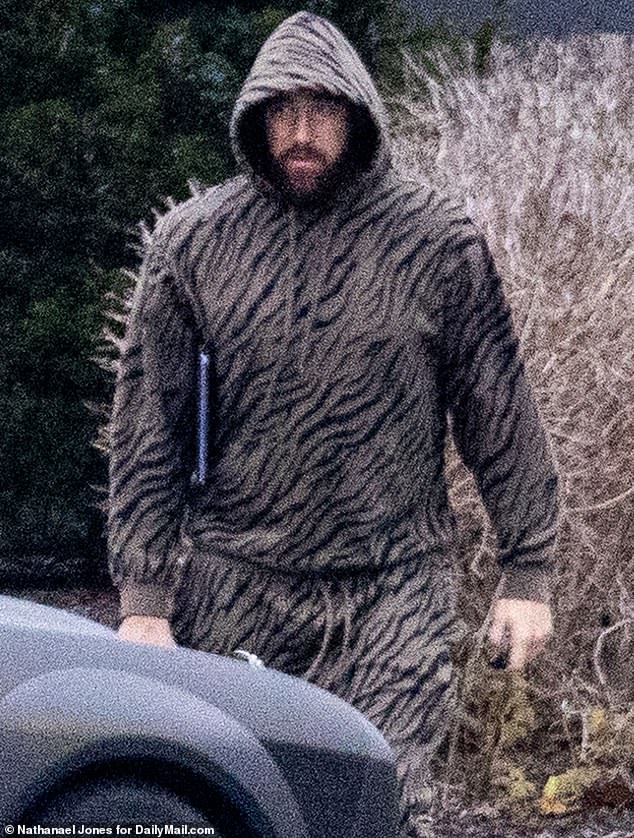 Kelce was spotted leaving the Chiefs team hotel ahead of Sunday's game wearing a tiger tracksuit