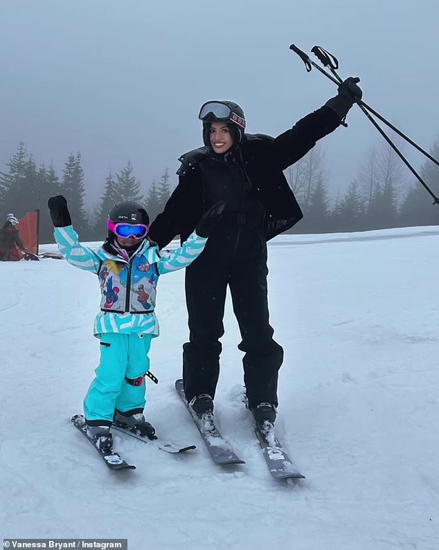 Vanessa celebrated on the ski slopes with her three daughters: Natalia, 20, Bianka, seven, and Capri, four