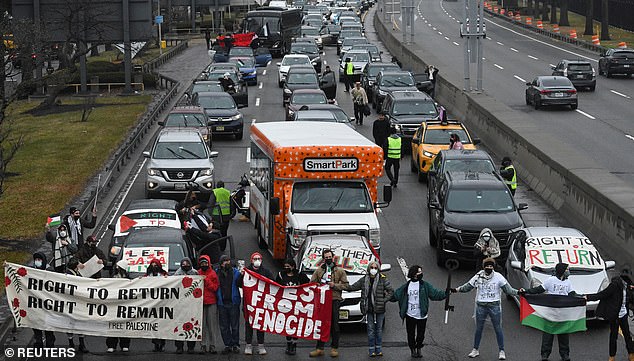 Police arrested 26 pro-Palestinian protesters who blocked access to New York City's John F. Kennedy Airport on Wednesday - one of the busiest travel days of the year