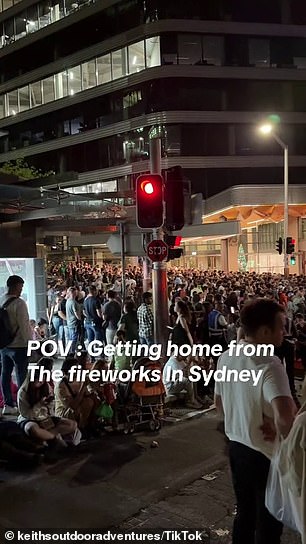 Tens of thousands of people crowded the streets and train stations of Sydney trying to get home after watching the iconic fireworks display on the harbor