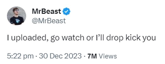 Musk was responding to MrBeast's latest upload: I Spent 7 Days In Solitary Confinement when he suggested the YouTuber switch to X