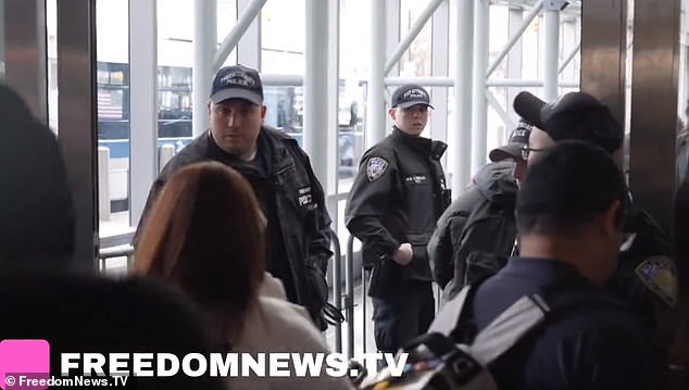 Only passengers with boarding passes and employees with valid ID are allowed to board the JFK Air Train at Jamacia Station