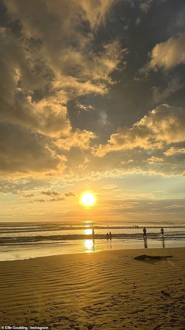 The Still Falling For You singer later hit the beach and shared a photo of the sun setting over the ocean on her Instagram Story