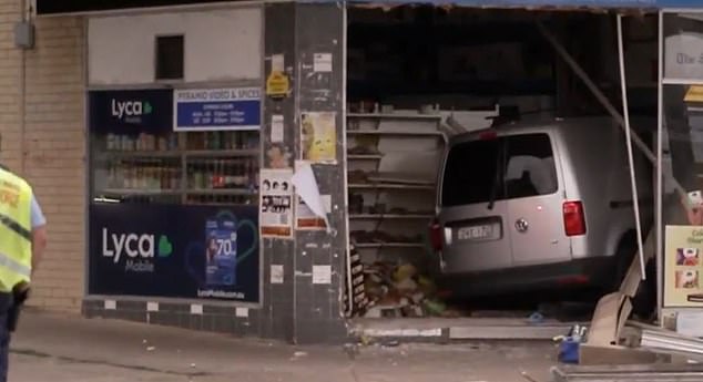 The van driver is said to have fled the scene after crashing into a convenience store in Sydney's inner west