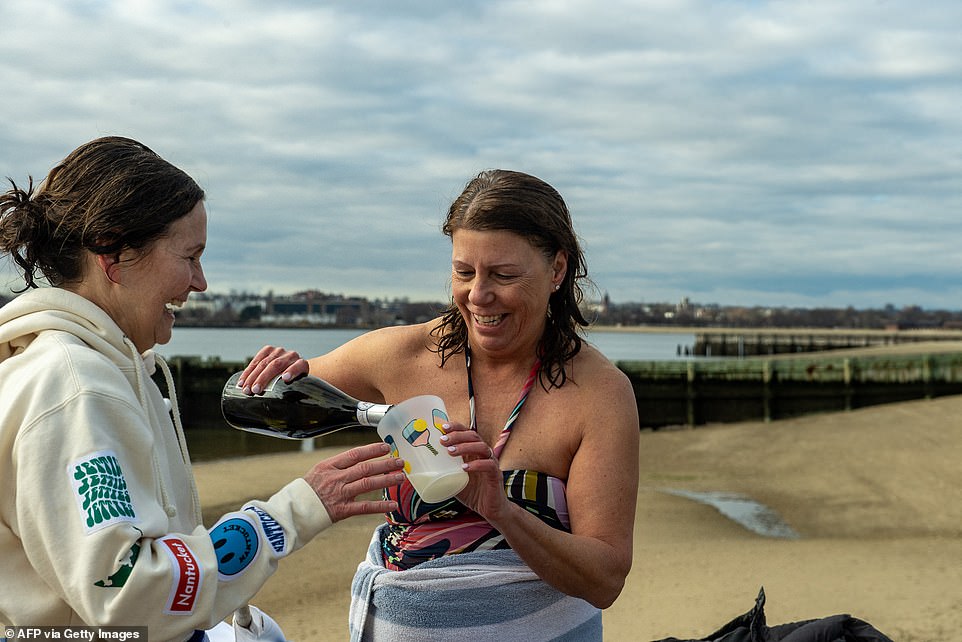 Some swimmers felt like drinking champagne on Monday as part of the New Year's celebrations