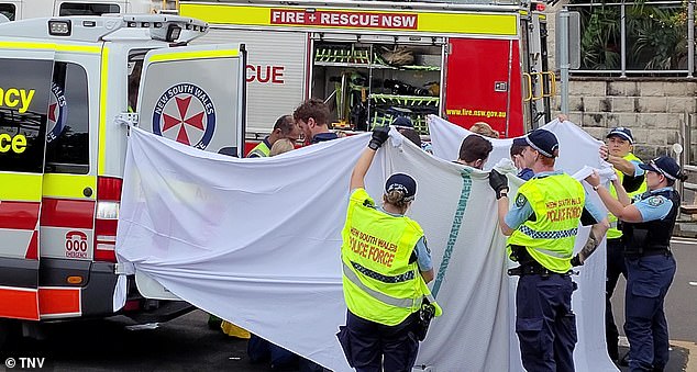 Firefighters rescued the man after finding him unconscious in the hallway of his top floor apartment and rushed him to hospital (pictured)