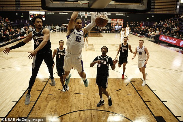 Comanche can be seen dunking for the Stockton Kings of the NBA G League on December 9