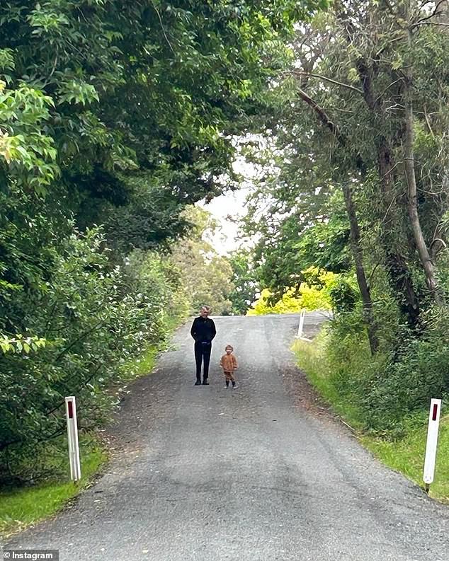 The rock star took to Instagram to post a photo of himself walking with his grandson Teddy on New Year's Day