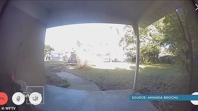 The man told police it was a mistake, and shortly after Brochu got a notification from the doorbell camera that crew members were tearing up her driveway (photo)