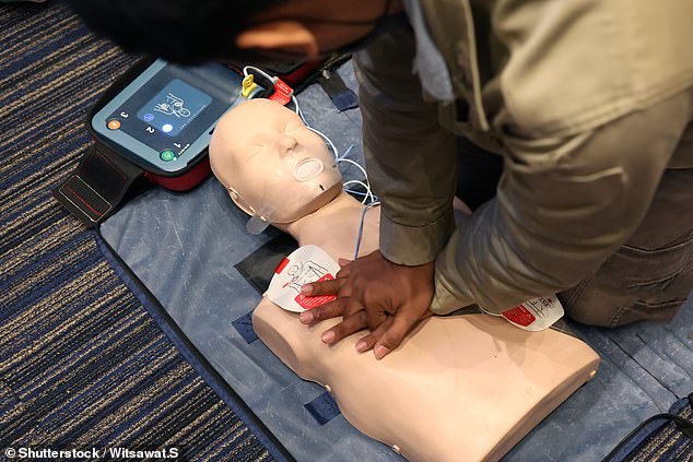 If bystanders initiate CPR, the chances of survival can be two to four times greater (file image)