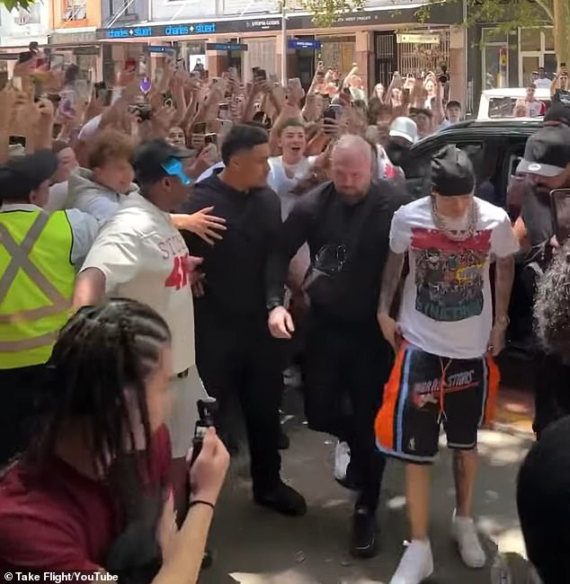 However, chaos filled the streets as thousands of fans lined the block from 4am in the hope of seeing the rap star in person.  In the afternoon they were finally rewarded when Cee arrived in his limousine