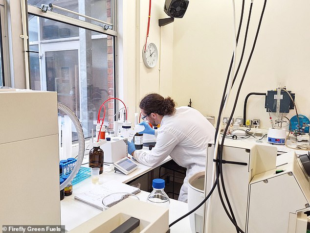 The fuel is only being produced on a small scale at the laboratory in Gloucestershire, but the process could one day be scaled up