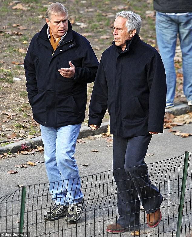 Prince Andrew, pictured with Epstein in New York in 2010 along with Trump and Clinton, came under scrutiny yesterday after old flight logs for Epstein's famous 'Lolita Express' jet resurfaced, showing they were all in the had traveled by plane