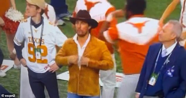 The network added a box to show McConaughey cheering on his team in New Orleans