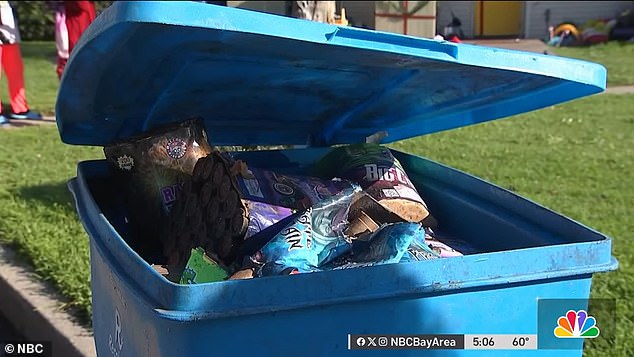 More remains of fireworks were visible in a nearby garbage bin outside the house and on the ground