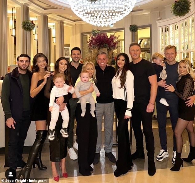 Michelle joined her husband Mark and family to celebrate his father's birthday last month at the Corinthia Hotel (Tommy, Natalya Wright, Michelle, Mark, Mark Senior, Carol, Jess, William, Josh Wright, Hollie Kane Wright pictured LR )