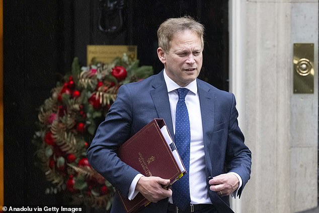 Defense Secretary Grant Shapps (pictured) warned that Britain is considering launching air strikes against Houthi rebels who are disrupting shipping at the southern end of the Red Sea and causing chaos on global trade routes