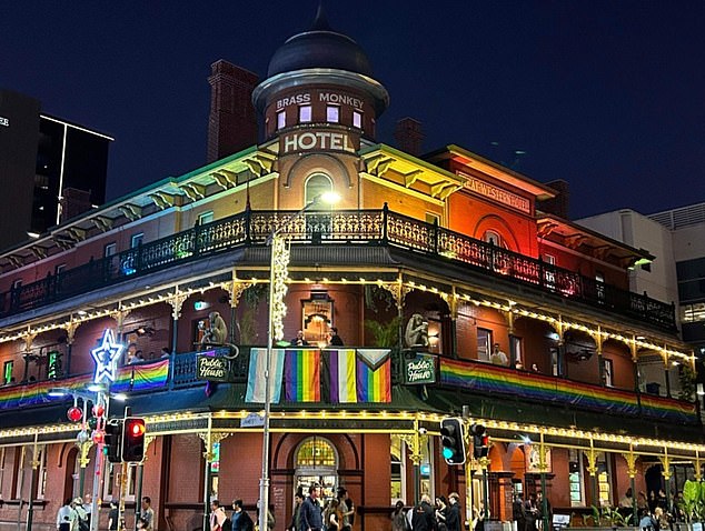 The dramatic arrest took place early Monday morning outside The Brass Monkey Hotel (pictured) in Perth's CBD